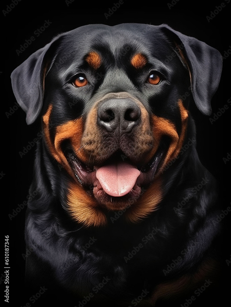 Beautiful rottweiler dog portrait close up, Generative AI Beautiful rottweiler dog portrait close up, Generative AI
