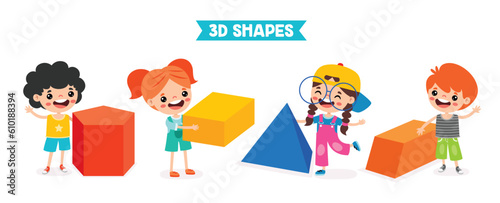 Kids Playing With 3d Geometric Shapes