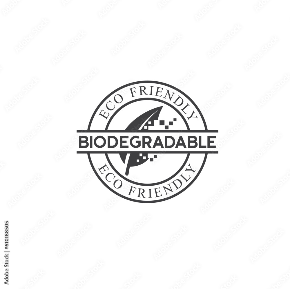 symbol of biodegradable, biodegradable product sign, vector art.