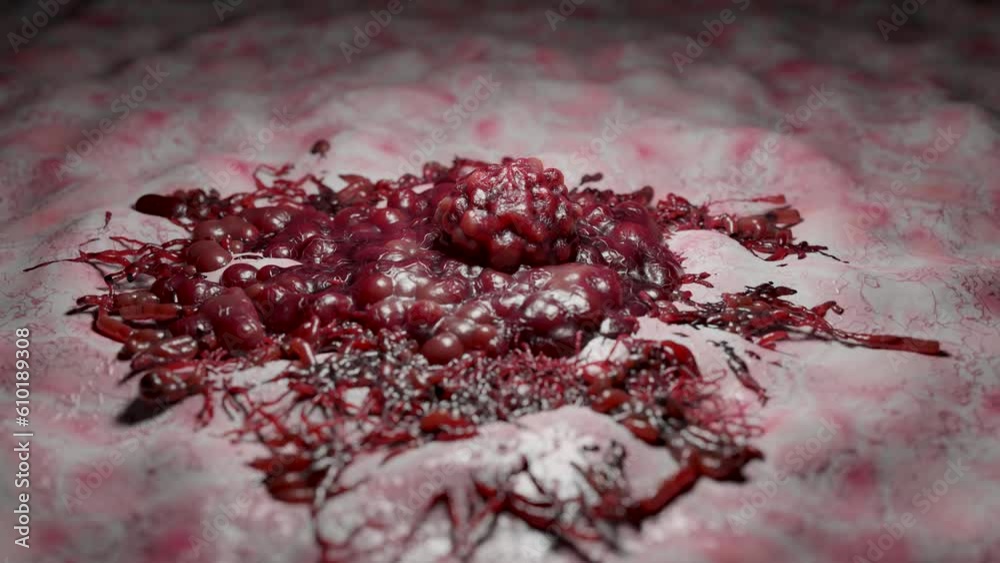 Vidéo Stock Cancer cell growth uncontrollably over tissue, Tumor ...