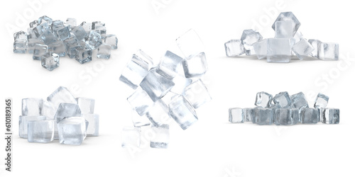 ice cubes on transparent background
