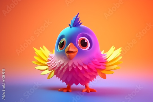 Cute color cartoon bird 3d render  © Brijesh