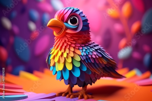 Cute color cartoon bird 3d render  © Brijesh