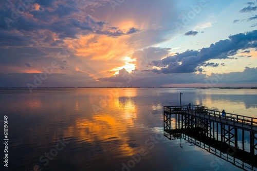 Mobile Bay at sunset in Daphne, Alabama