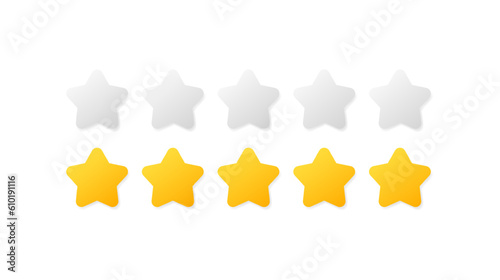 Rating stars. Flat, yellow, rating icons. Vector icons.