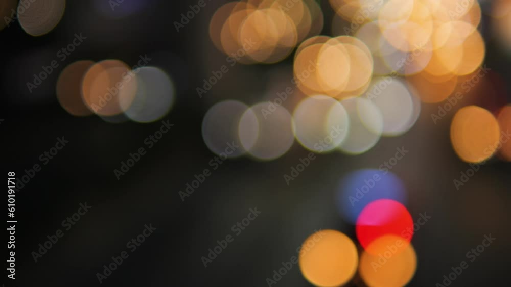 Abstract Blurred Car Traffic Night Lights Busy Street Bokeh 4K Slowmotion Transportation Concept Footage, Bangkok.