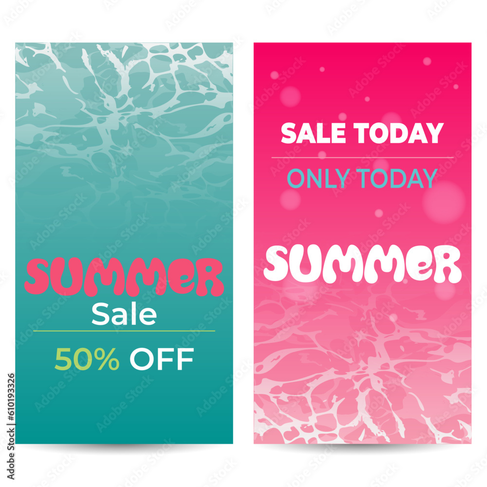 Summer sale 50% off, only today. Blue and pink sea set