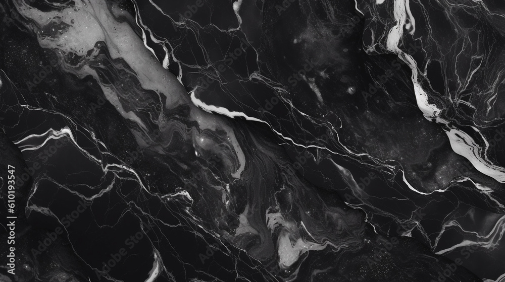 Abstract black marble texture for wall background or tiles floor decorative design. Generative AI.