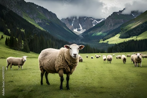 sheep on a pasture by AI generating