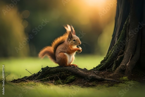 squirrel on a tree  by AI generating