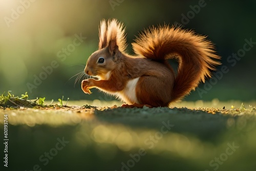 squirrel eating nut  by AI generating