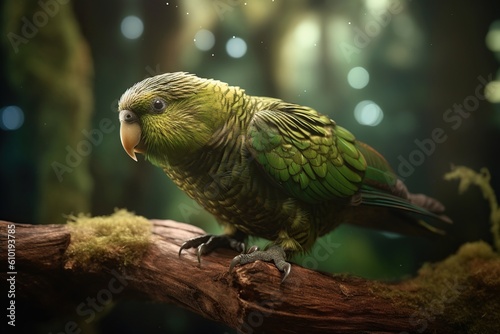 kakapo parrot, The kakapo is a nocturnal, flightless parrot. And its strangeness doesn. generative ai, photo