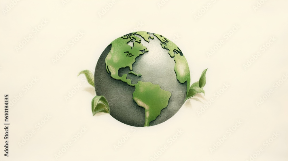 Illustration of a globe in an eco-design style, fostering a sense of environmental awareness. The collective responsibility we have in preserving our shared planet. Generative AI
