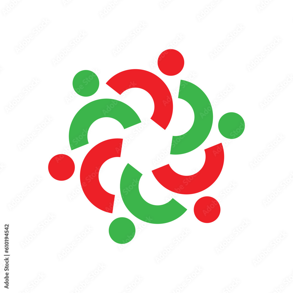 6 People togetherness and community concept logo abstract vector illustration eps