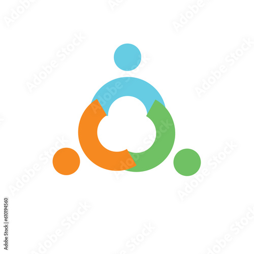3 People togetherness and community concept logo abstract vector illustration eps