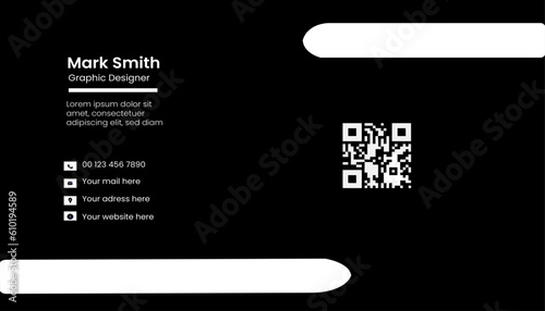 corporate minimal  modern cretive business card design with white andblack color. photo