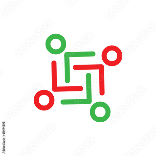 4 People togetherness and community concept logo abstract vector illustration eps