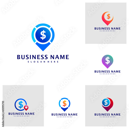 Set of Point Money logo Design Concept Vector. Point Coin logo Template