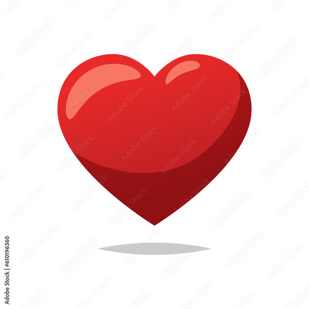 Red heart vector isolated on white background.