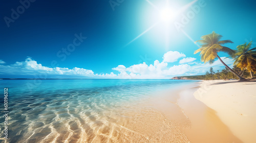 photo beautiful beach background with transparent blue water ai generative