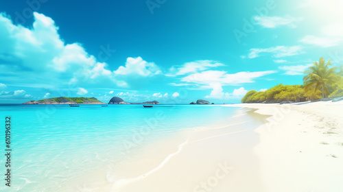 photo beach landscape with small island background ai generative