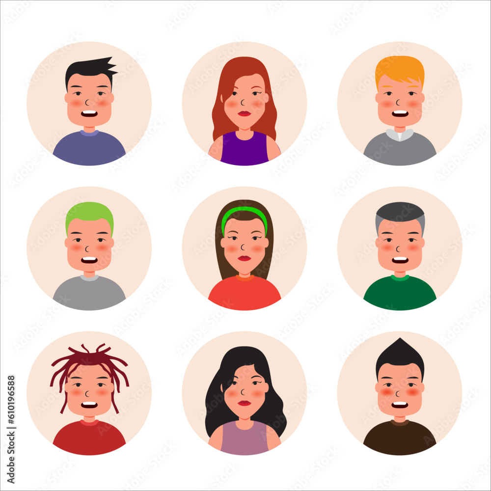 Cartoon vector illustration emotion surprise face of human. Facial expression of human for game Cartoon vector illustration emotion surprise face of human. Facial expression of human for game