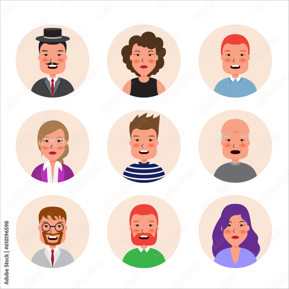 Cartoon vector illustration emotion surprise face of human. Facial expression of human for game Cartoon vector illustration emotion surprise face of human. Facial expression of human for game