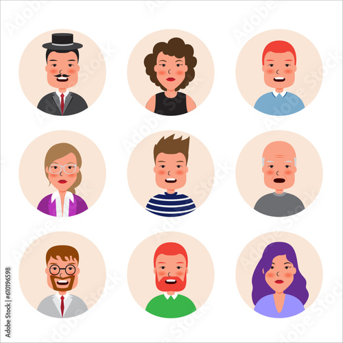 Cartoon vector illustration emotion surprise face of human. Facial expression of human for game