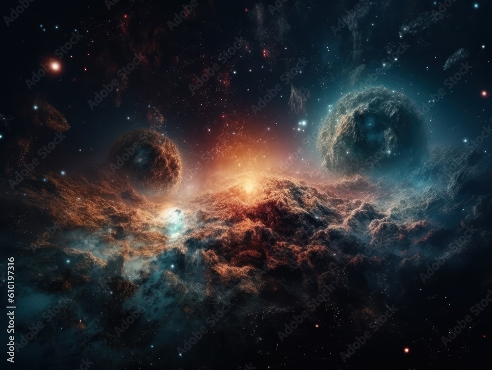 Night sky Universe filled with stars and nebula Galaxy abstract cosmos background. Created with Generative AI technology Night sky Universe filled with stars and nebula Galaxy abstract cosmos background. Created with Generative AI technology