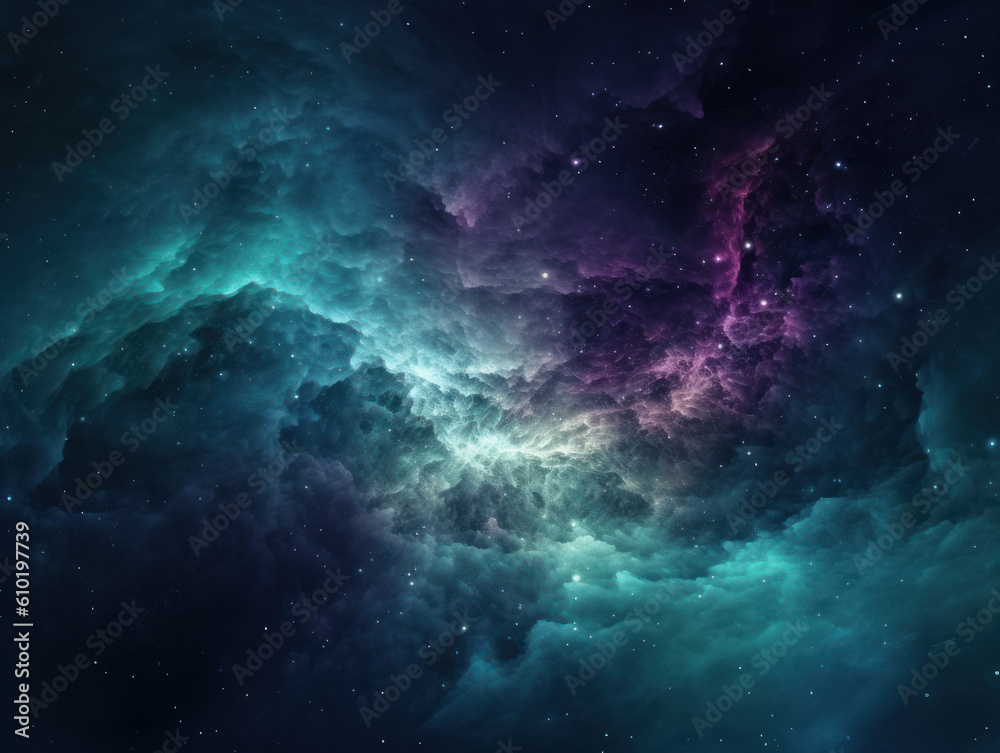 Night sky Universe filled with stars and nebula Galaxy abstract cosmos background. Created with Generative AI technology