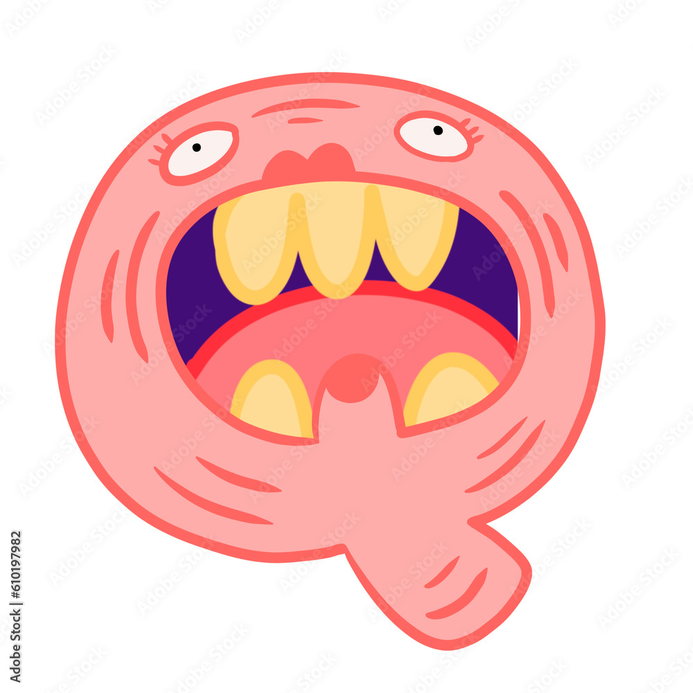 Q font girl monster cute funny Q font girl monster cute funny
