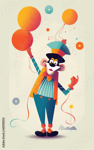 dog clown with balloons