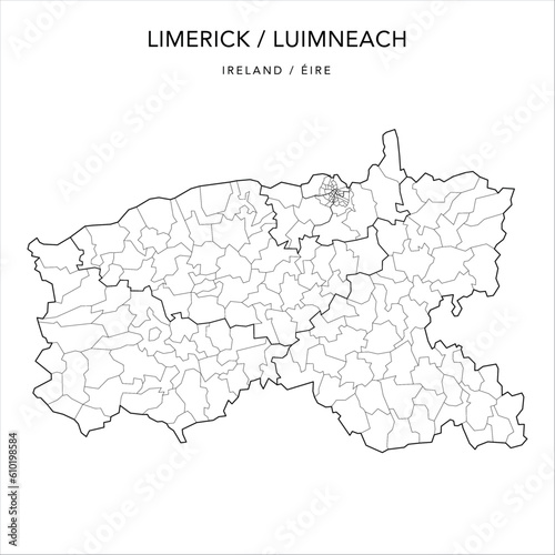 Vector Map of County Limerick (Countae Luimnigh) with the Administrative Borders of County, Districts, Local Electoral Areas and Electoral Divisions from 2018 to 2023 - Republic of Ireland