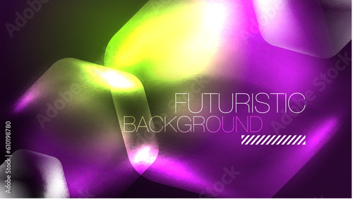 Glowing neon hexagons in dark space. Digital technology cyberspace hi-tech techno abstract background template