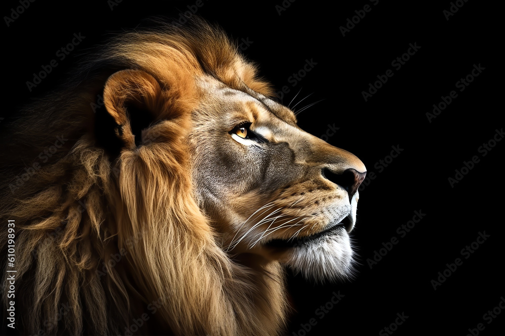 Portrait of a lion, AI generated