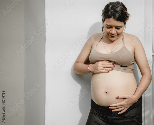 pregnant woman 6 months pregnant.