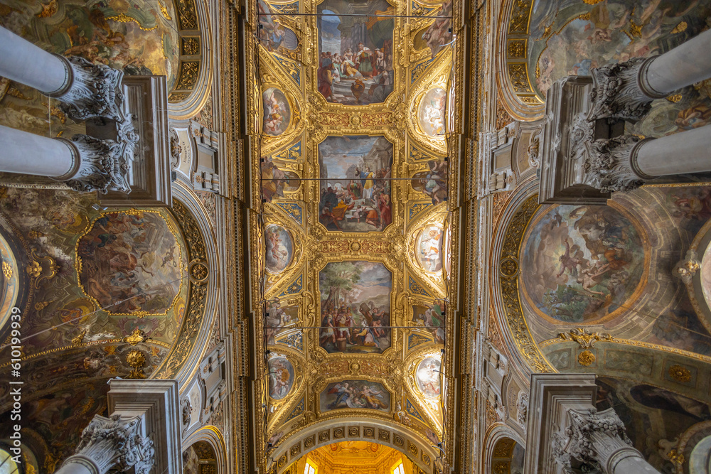 GENOA, ITALY APRIL 28, 2023 - Inner of the Maria delle Vigne church in Genoa, Italy