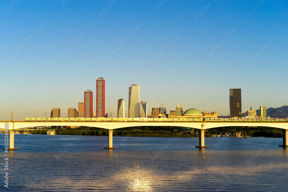 Seoul Han River and downtown Yeouido