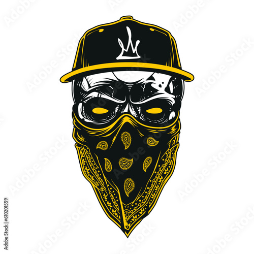 Skull in Bandana and Snapback photo