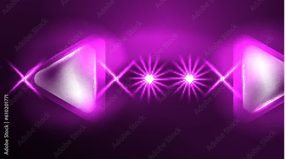 Techno neon triangles with light effects in the dark Techno neon triangles with light effects in the dark