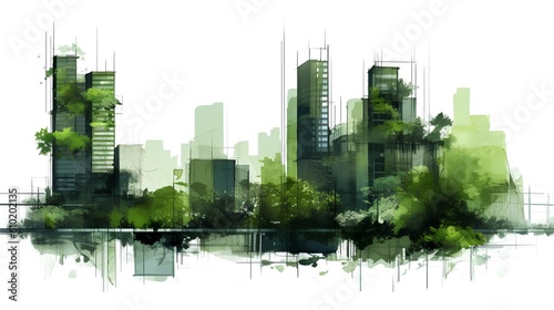 Biophilic urbanism concept, showcasing the integration of natural elements within urban environments. The necessity of creating sustainable, green spaces amidst urban development. Generative AI #610202135