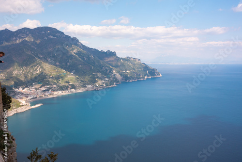 Panoramic view of Amalfi sea coast in Italy. Mediterranean coastal landscape © Maresol