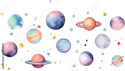 set planet watercolor for kids easy drawing kids style cut