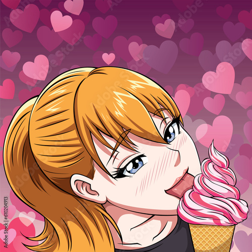 Anime Girl Eating Ice Cream