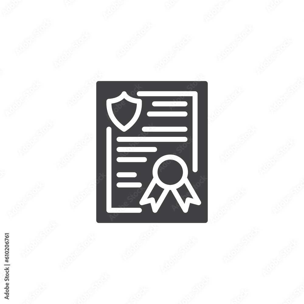 Insurance certificate vector icon Insurance certificate vector icon