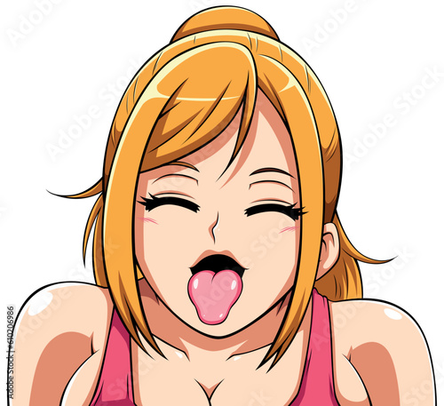 Anime Girl Makes Face on White