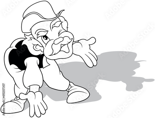 Fotografie Drawing of a Cheerful Grandfather with Open Arms