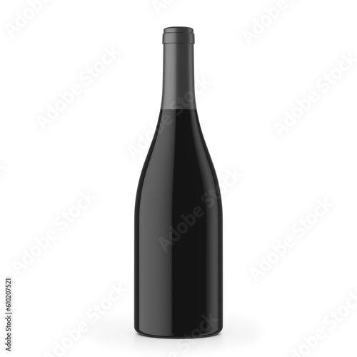 3d illustration of a wine bottle without label. White background with shadow.