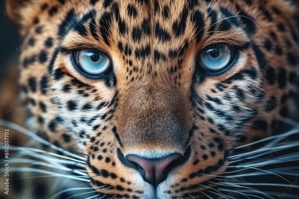Obraz premium Portrait of a leopard. Generative AI