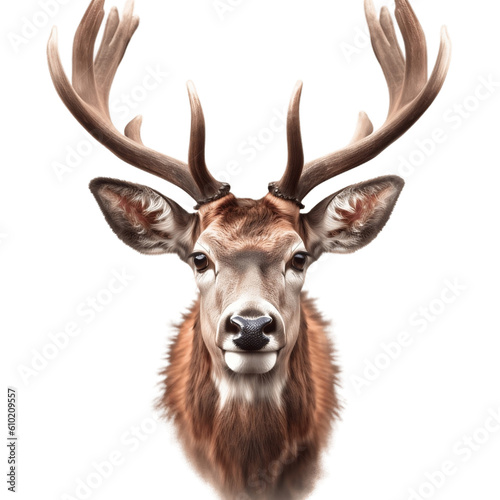 Isolated Deer Face Shot  Transparent Background. Generative AI